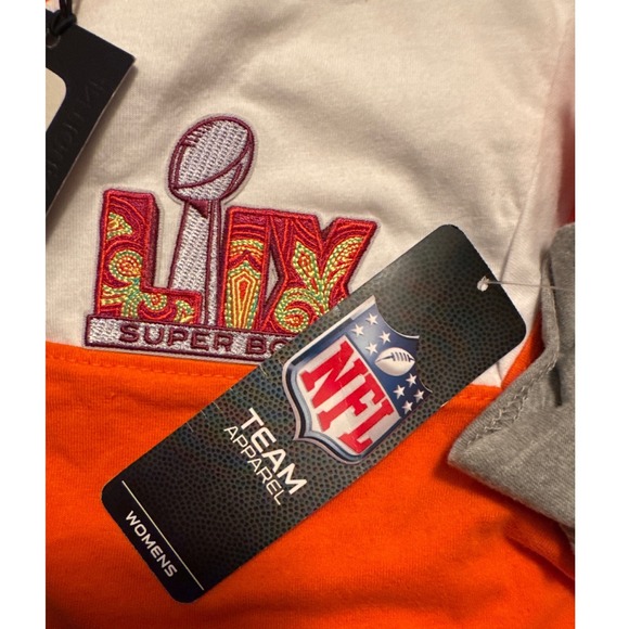 Antigua‎ Womens L Super Bowl LIX NFL Team Apparel Orange White Gray TShirt - Picture 4 of 8